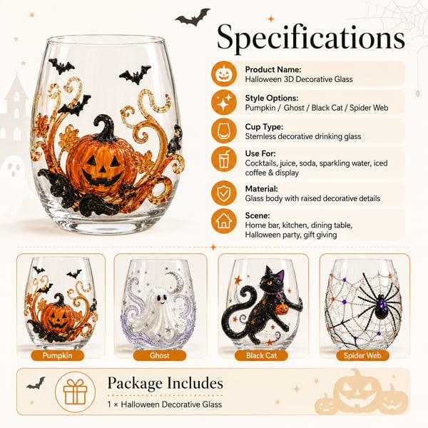 🎃 3D Halloween Glassware Set – Spooky Sips & Party Vibes