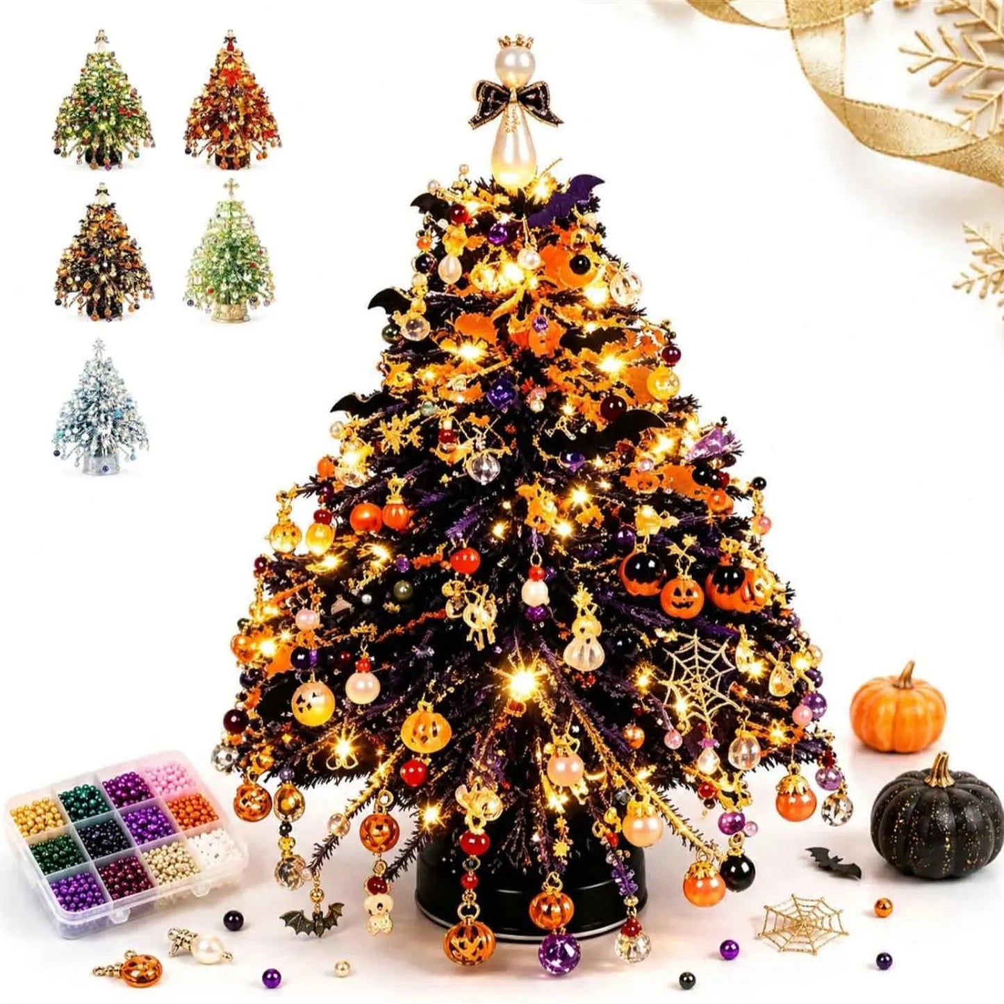 🎄 DIY Crystal Bead LED Christmas Tree Craft Kit with Warm Lights 💎