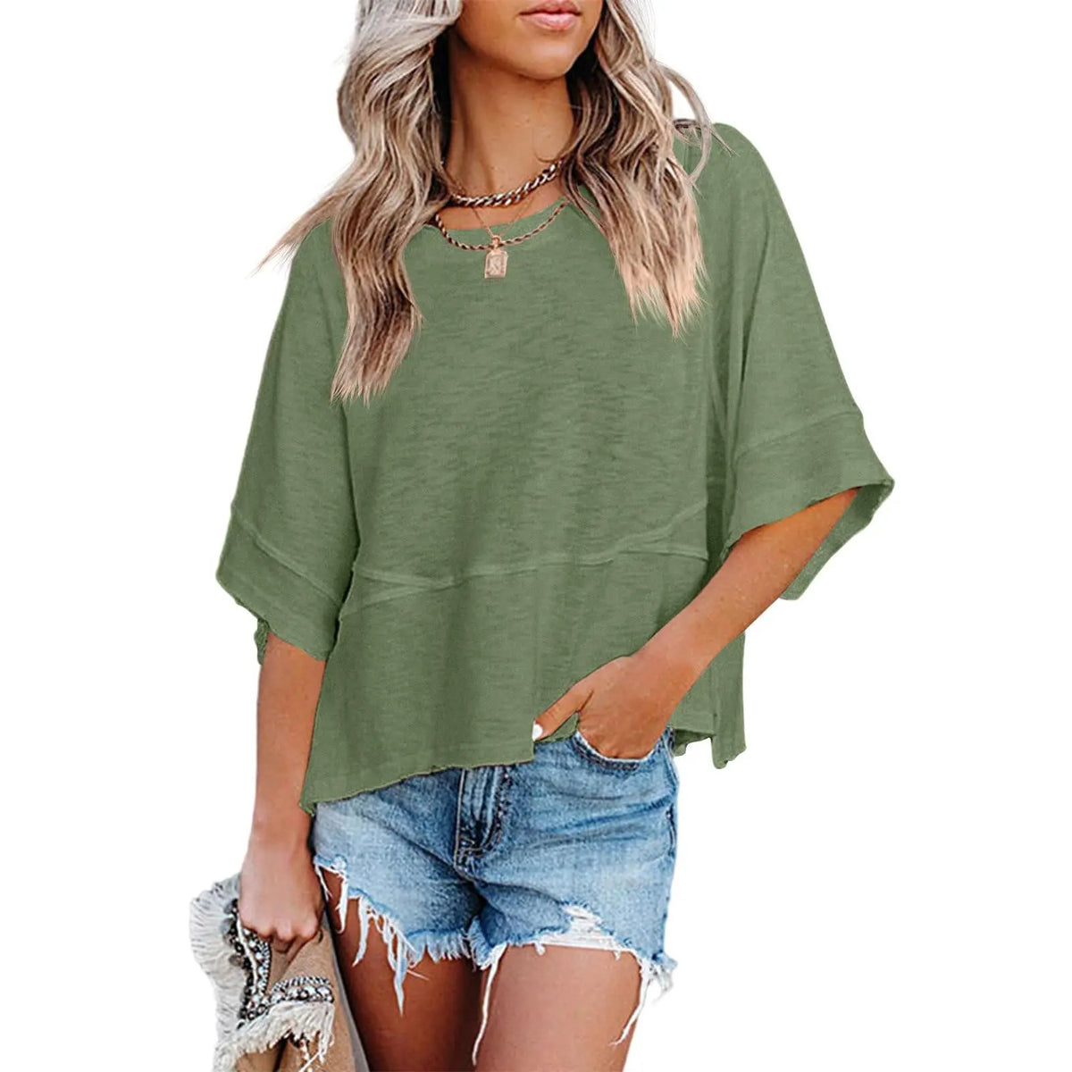 ✨ Women’s Oversized Batwing Sleeve Tee – Effortless Chic & Flowy Fit