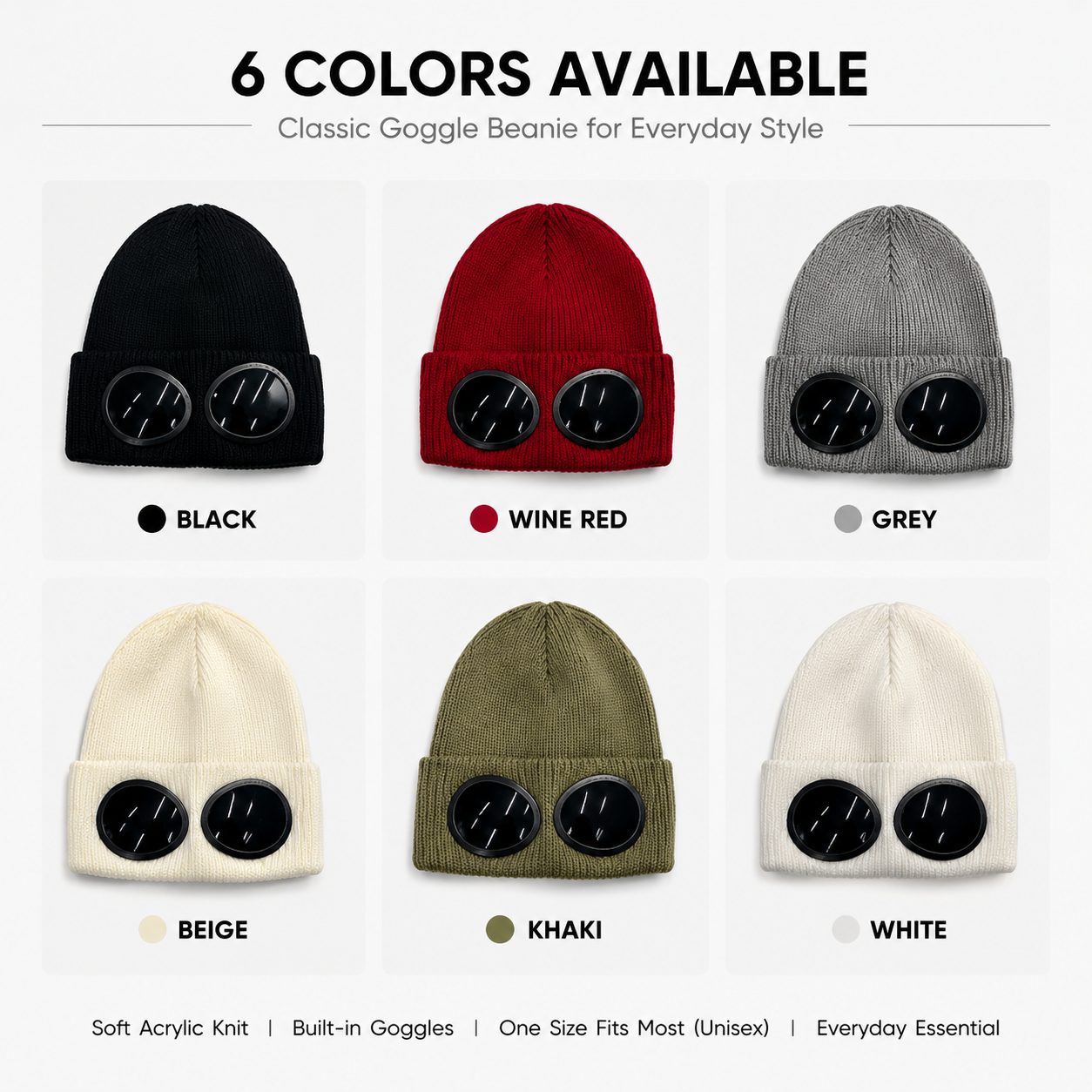 🕶️ Knitted Goggle Beanie Hat with Integrated Dark Lenses Winter Warm Cap ❄️