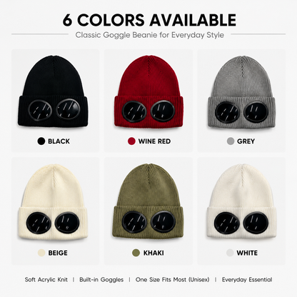 🕶️ Knitted Goggle Beanie Hat with Integrated Dark Lenses Winter Warm Cap ❄️