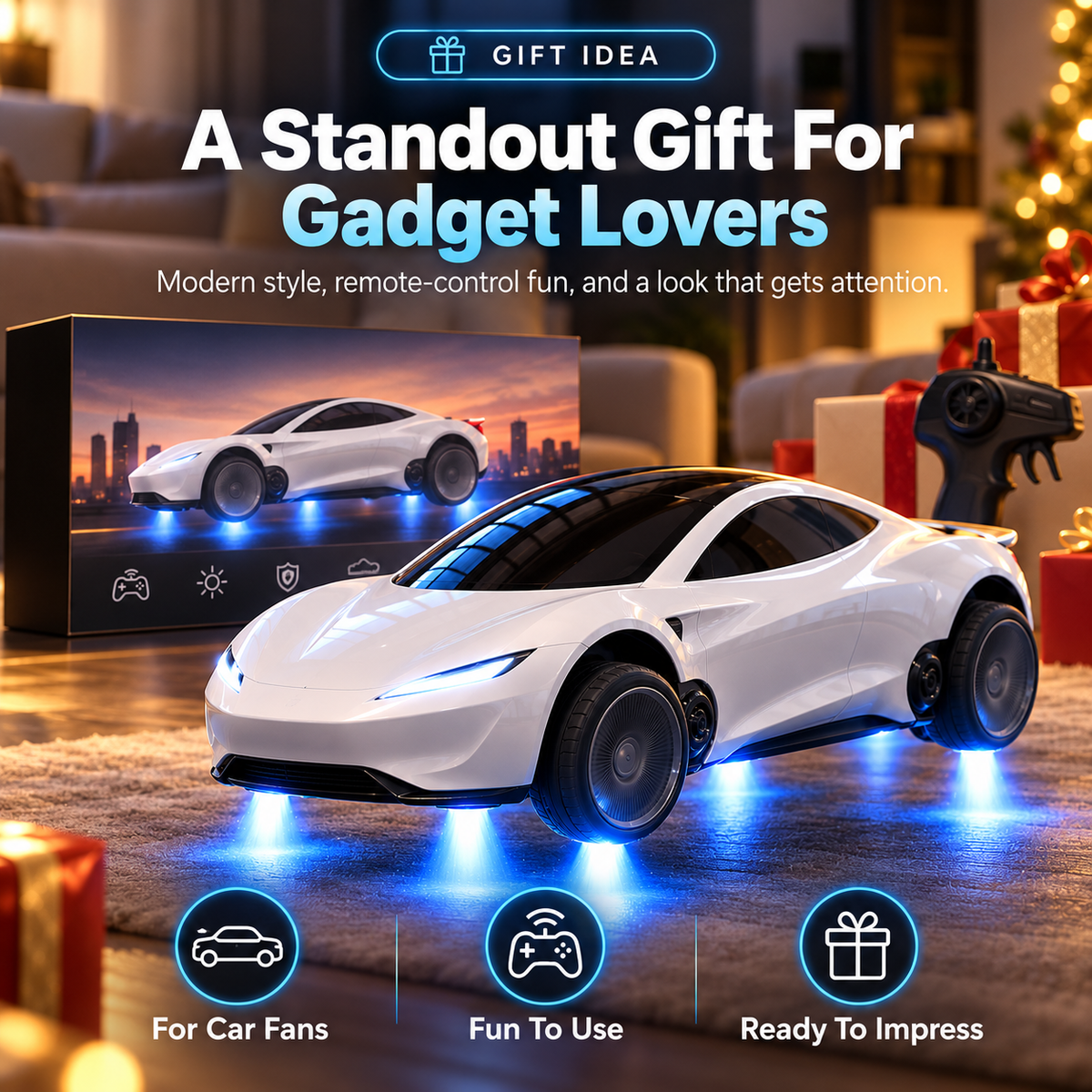 🚀 FutureDrive™ RC Roadster – Futuristic Hover-Effect Car with Stunning Blue LED Lights