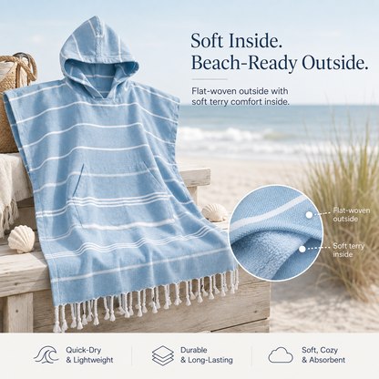 🏄 Hooded 100% Turkish Organic Cotton Beach & Surf Towel Poncho 🌊
