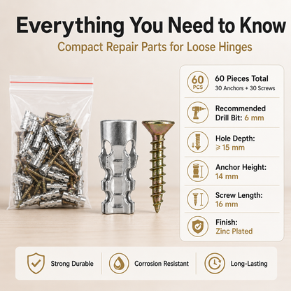🔩 60Pcs Hinge Repair Kit with Wood Screws 🛠️