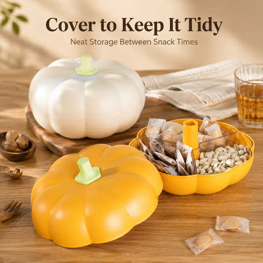 🎃 Pumpkin Shaped Two Tier Divided Snack Box Fruit Candy Storage Organizer 🍱