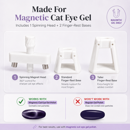 💅 Rotating Cat Eye Gel Nail Magnet Tool with Dual Height Finger Rests 💎