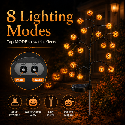 🎃 Solar Halloween Pumpkin Stake Lights (20 LED) ☀️