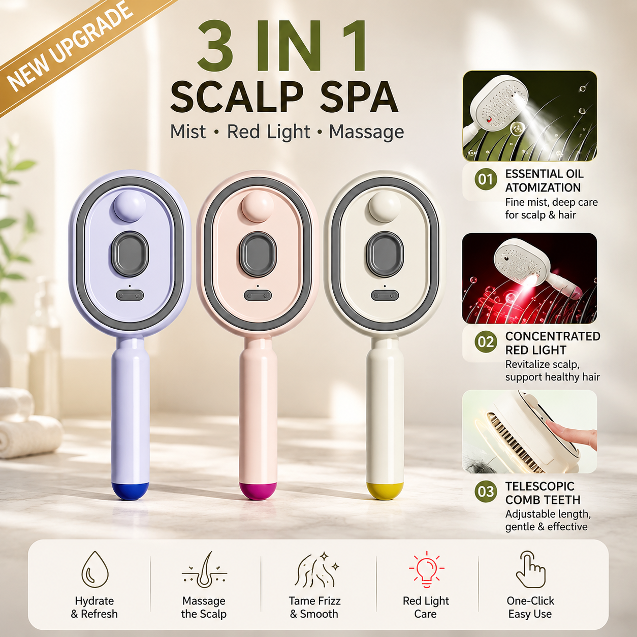 3-in-1 Mist Spray Scalp Massage Comb