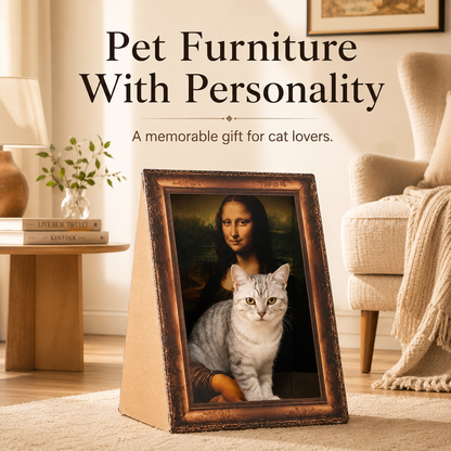 🖼️ Art-Inspired Framed Cardboard Cat House with Scratching Board 🐱