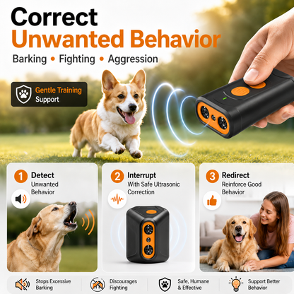 🐶 No-Shock Ultrasonic Dog Trainer – Stop Barking Fast & Train Better Behavior