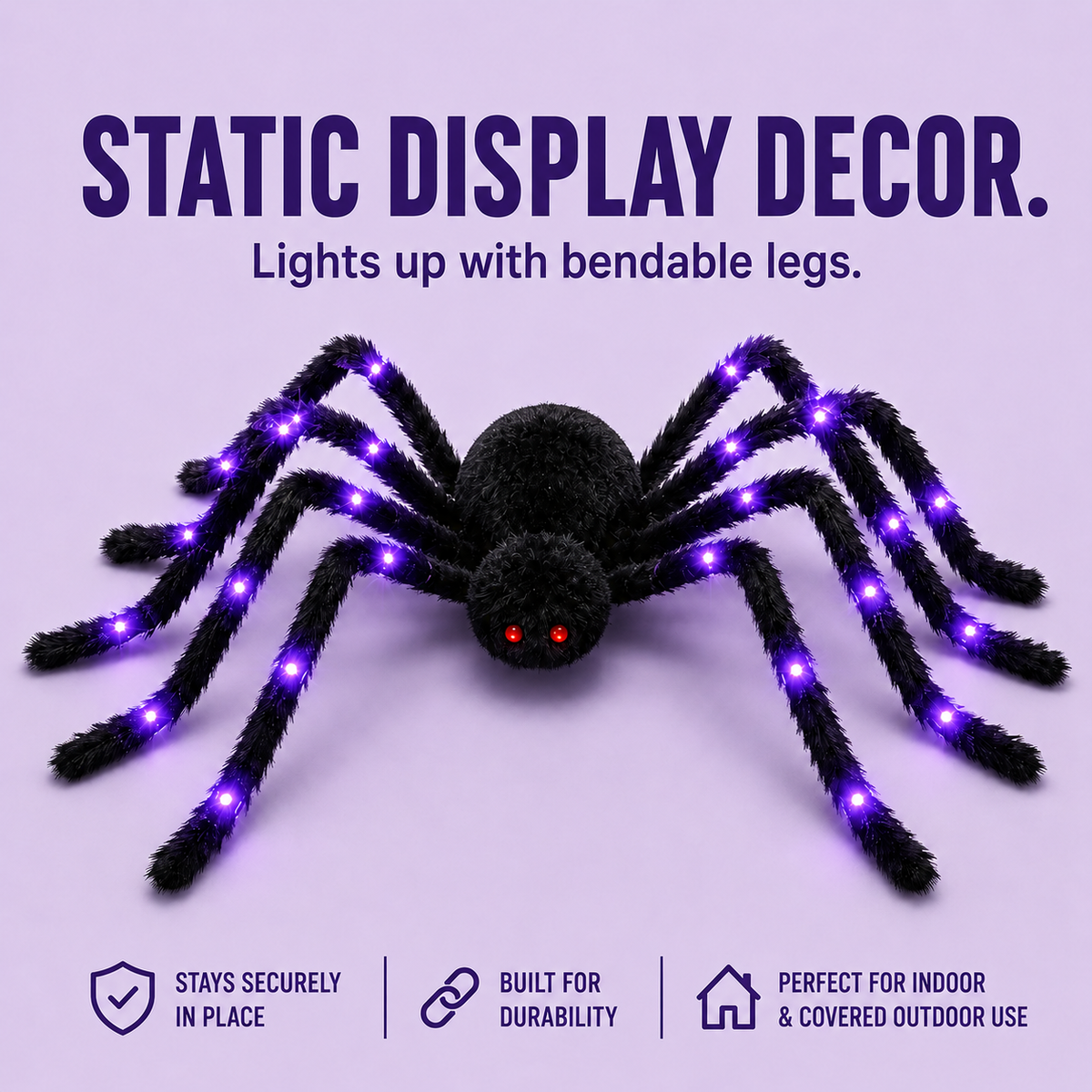 🕷️ Oversized LED Glowing Halloween Giant Plush Spider Prop 🎃
