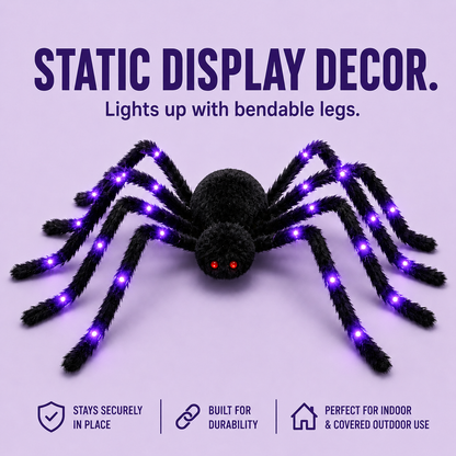 🕷️ Oversized LED Glowing Halloween Giant Plush Spider Prop 🎃