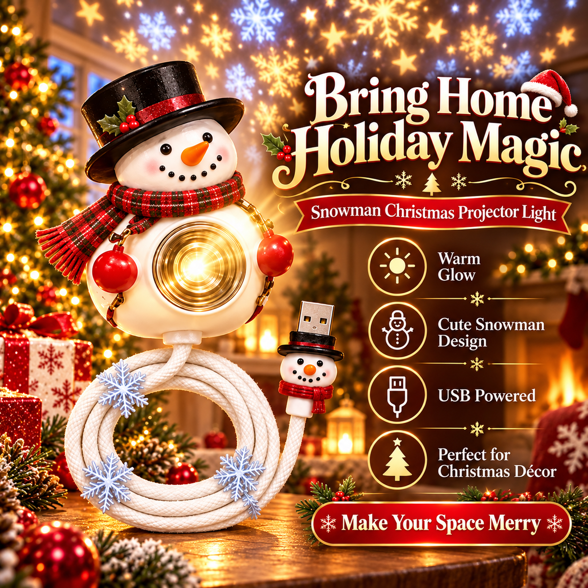 ⛄ Bring Home Holiday Magic — Snowman Christmas Projector Light With Festive Glow