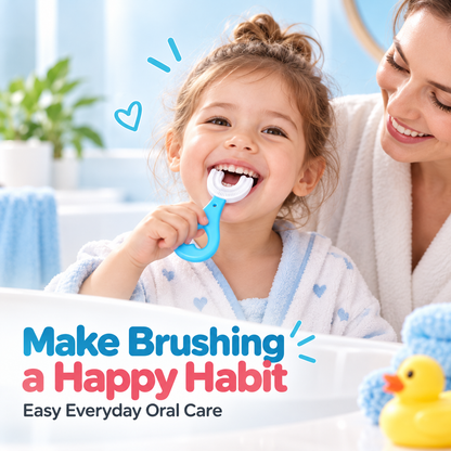 🦷 Kids 360° U-Shaped Oral Care Toothbrush – Gentle Silicone Training Brush ✨