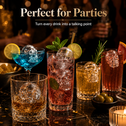 💀 6 Cavity 3D Skull Silicone Ice Cube Mold Tray Whiskey Cocktail Ice Maker 🥃