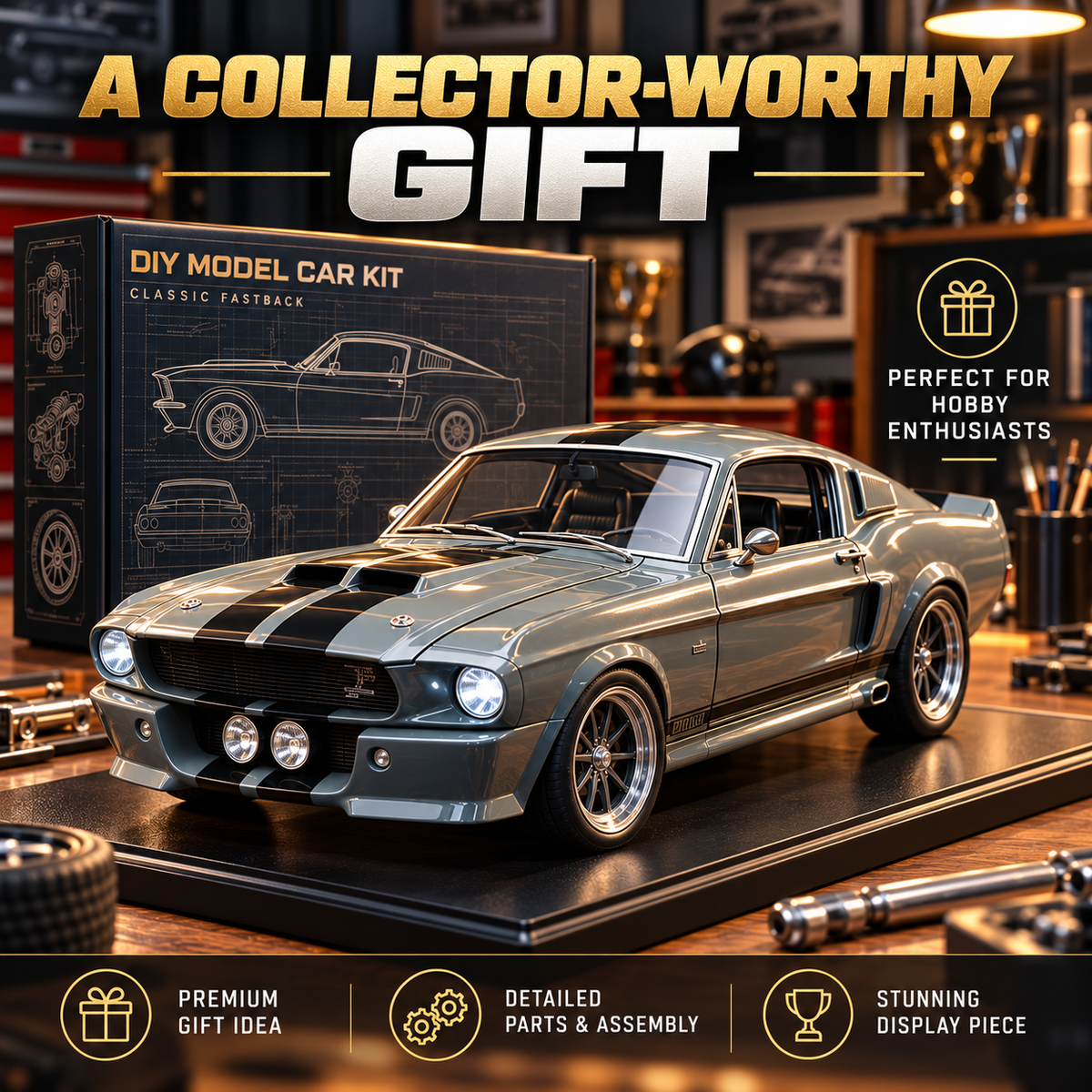 🏎️ Classic GT500-Style Fastback DIY Model Car - V8 Muscle Car Kit 🛠️