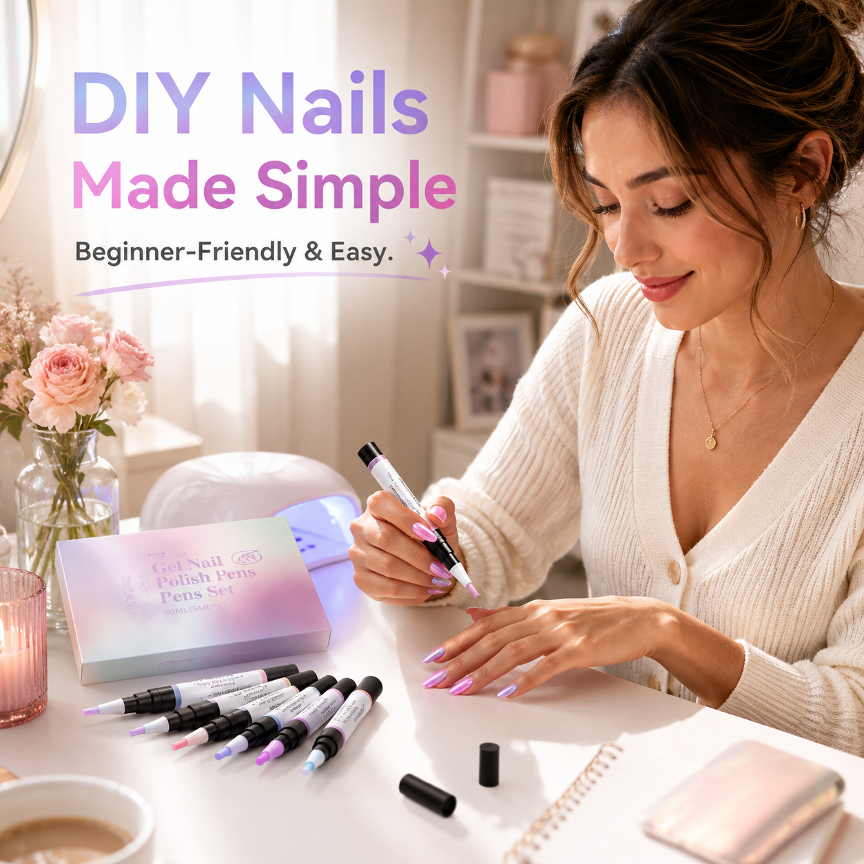 ⚡50K+ Sold💅 5-in-1 Gel Nail Polish Pen – Salon-Style Shimmer Manicure at Home