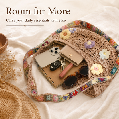 🌸 Retro Floral Patchwork Crossbody Bag – Lightweight Boho Tote for Everyday Style