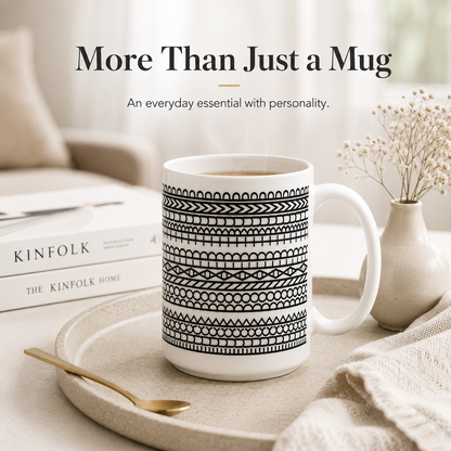 ☕ Geometric Patterned Ceramic Mug – Modern Everyday Drinkware ✨
