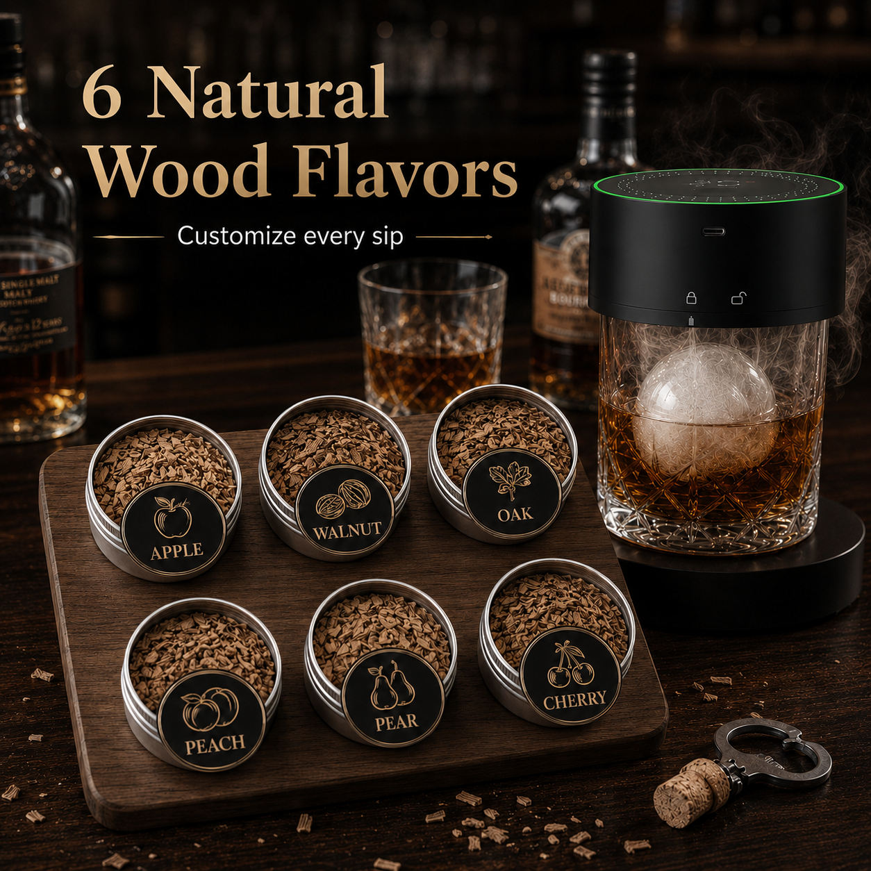 ✨ Electric Aroma Infuser Kit – Whiskey & Cocktail Wood Smoke Infuser