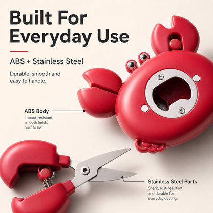 🦀 Cute 4-in-1 Crab Kitchen Gadget – Open, Cut, Slice & Stick Anywhere