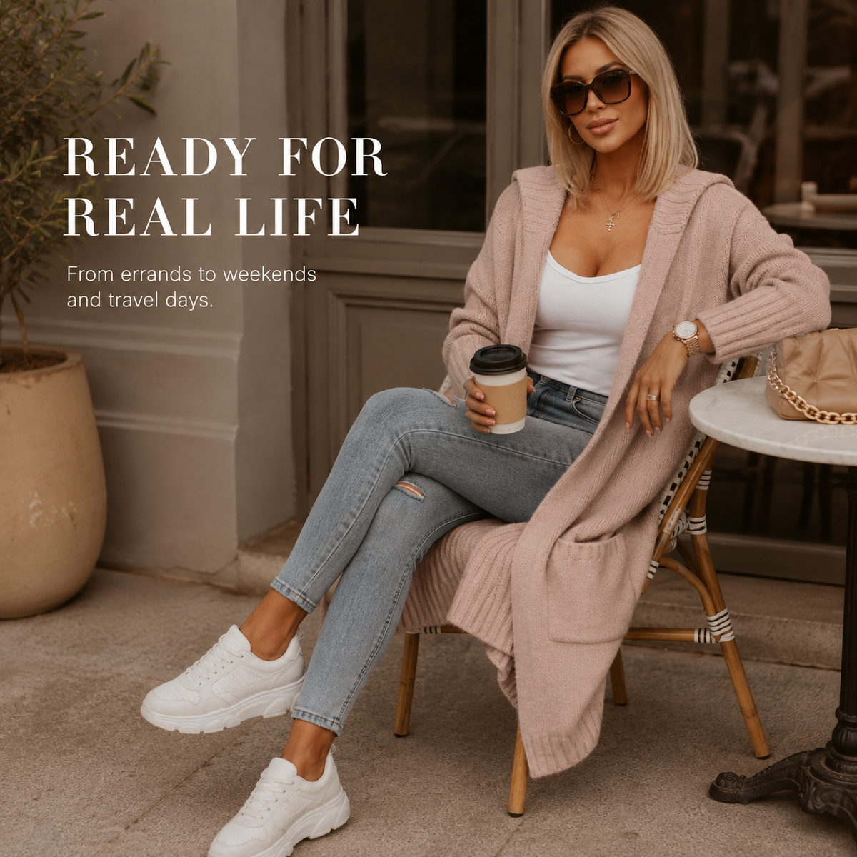 🧥 Women's Oversized Hooded Longline Knit Cardigan with Pockets 🧶