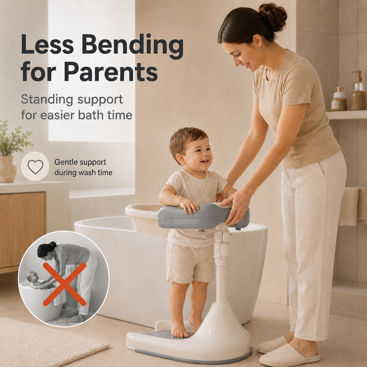 🛁 Adjustable Toddler Standing Bath Support & Shower Assistant 👶