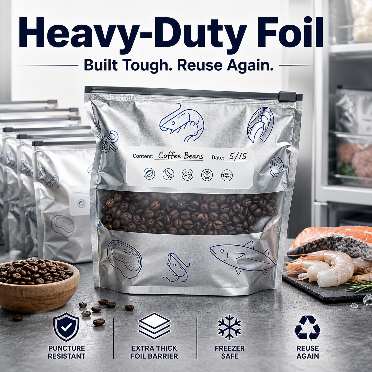 🥩 Premium Thickened Stand-Up Food Bags