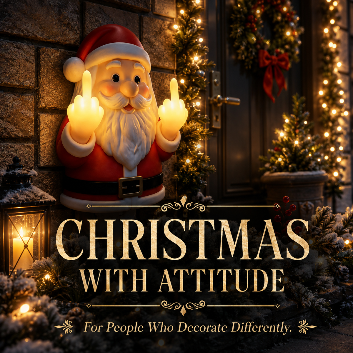 🎅 Cheeky Lighted Santa Wall Decor – Funny Holiday Humor 💡