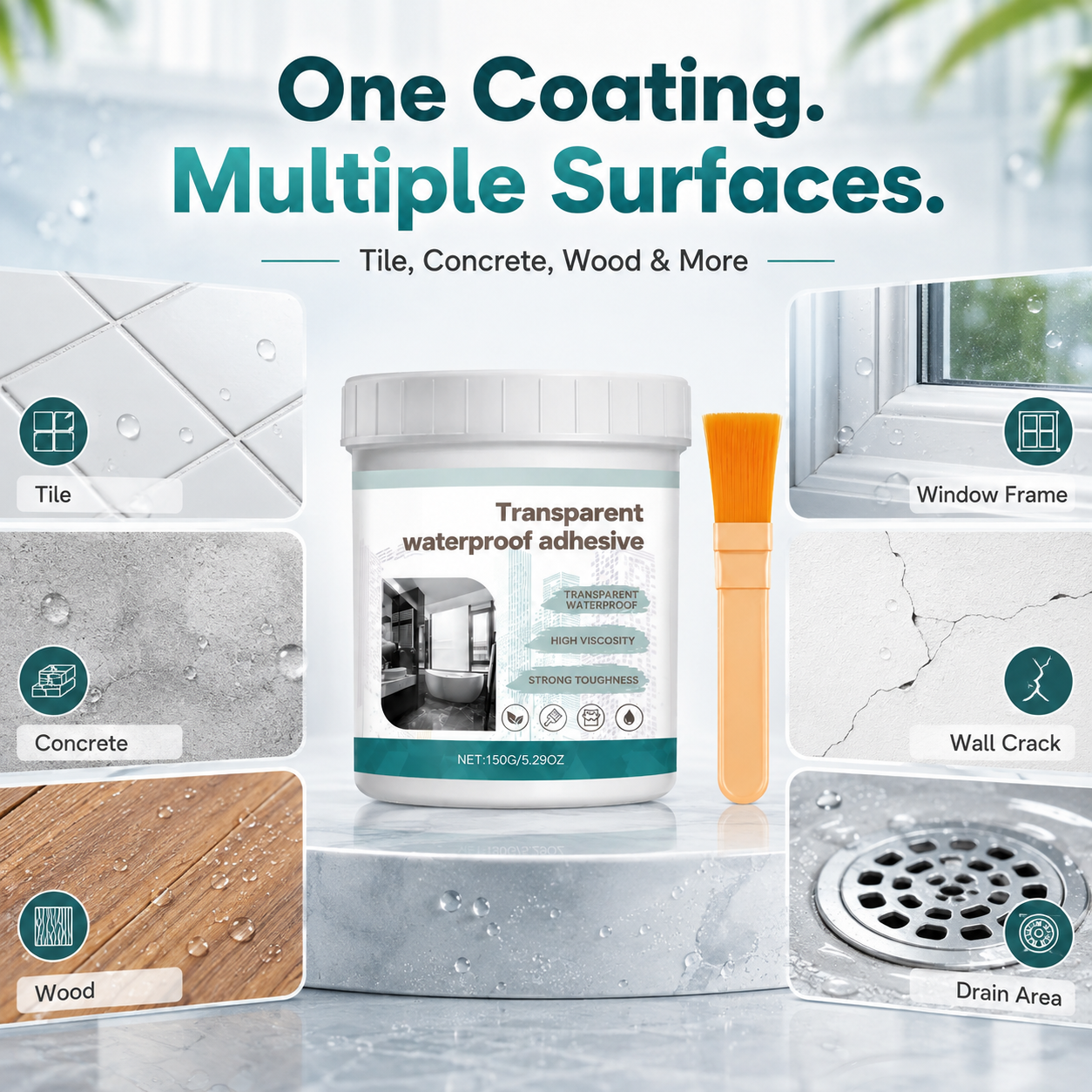 💧 Clear Transparent Waterproof Coating & Brush Sealant Kit 🖌️