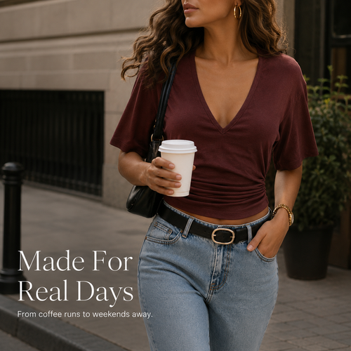 ✨ Effortless V-Neck Tee – Soft, Flattering & Chic for Every Outfit 🌸🛍️