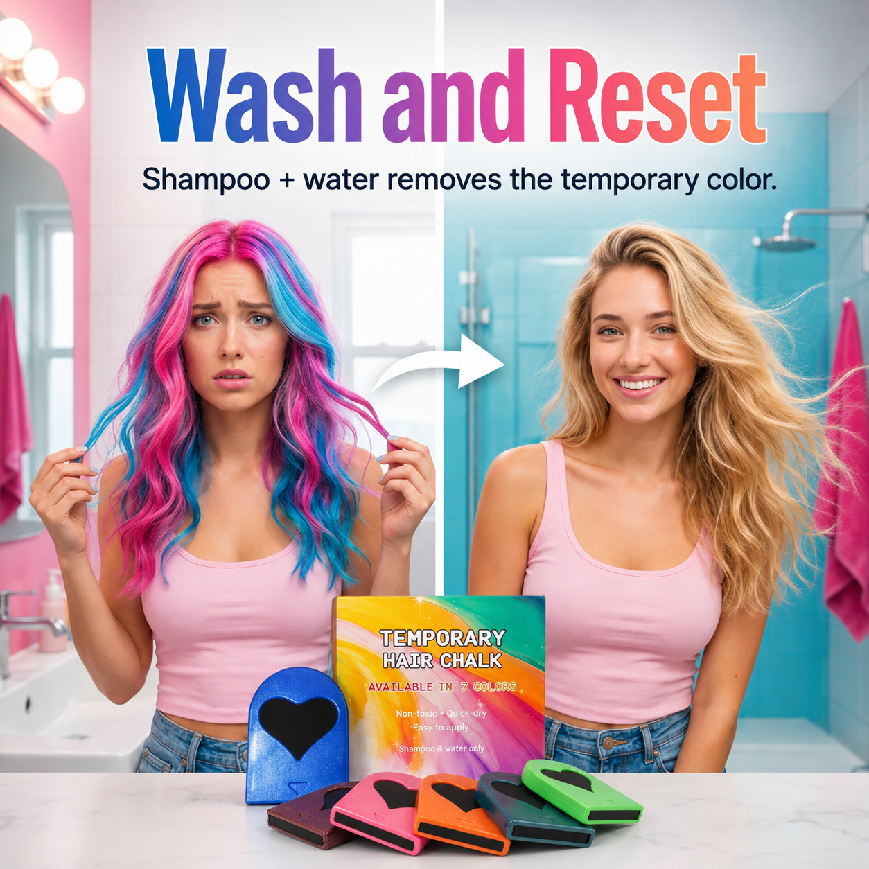 💖 Temporary Hair Chalk Applicators Set for Instant Washable Color 🎨