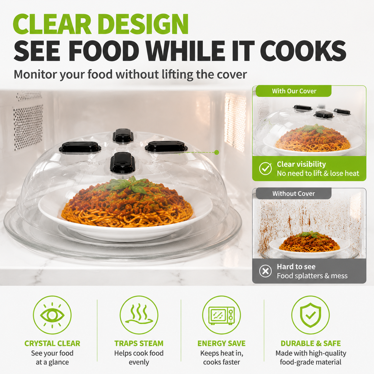 🧲 Magnetic Microwave Splatter Cover Lid