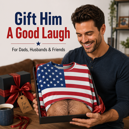 🇺🇸 Men's Novelty Patriotic American Flag Body Hair 3D Printed T-Shirt 👕