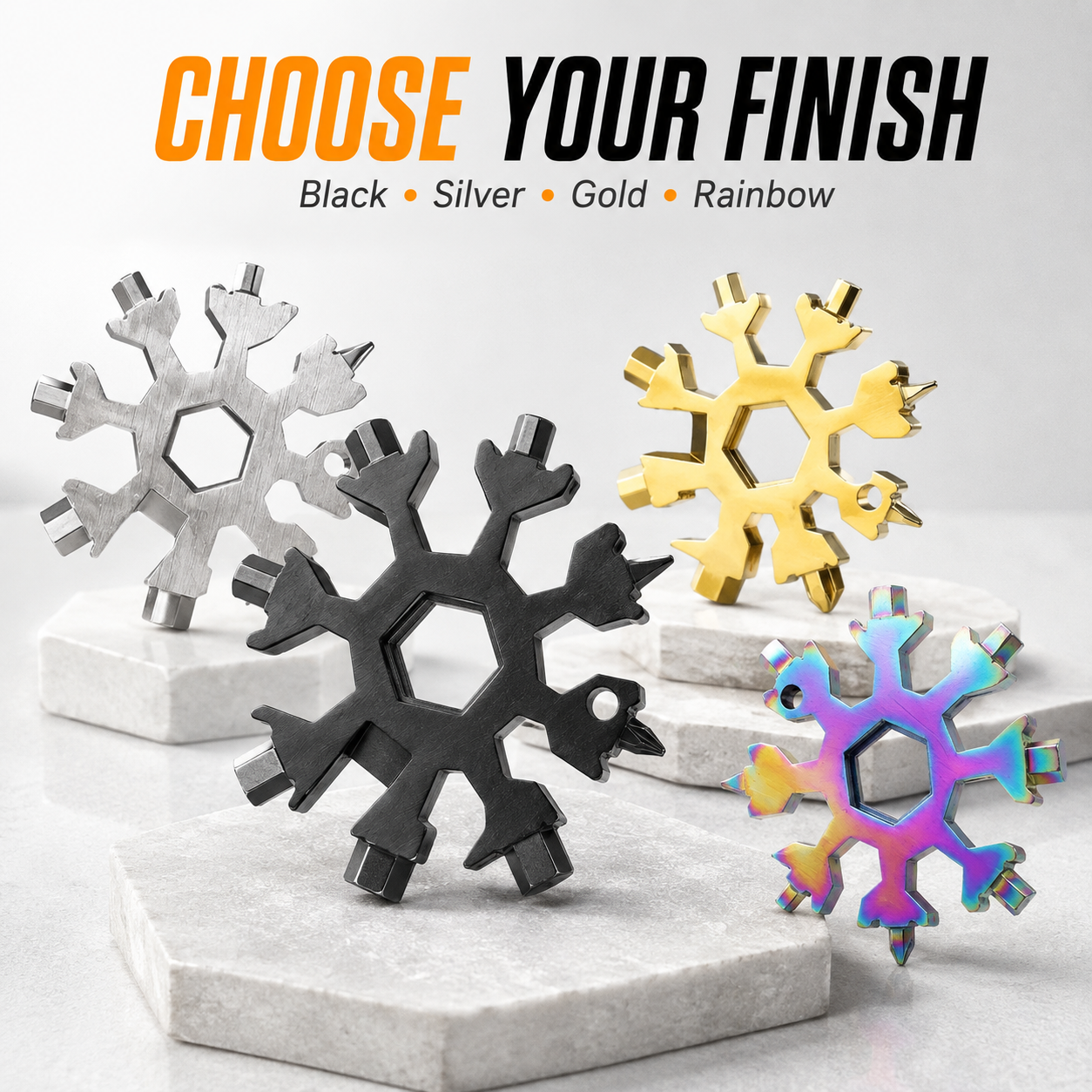 ❄️ 18-in-1 Stainless Steel Snowflake Multitool Keychain 🛠️