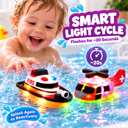 🛁 Water-Activated Light-Up Floating Bath Toys (6 PCS) – Mold-Free Sensory Tub Toys ✨