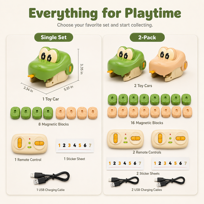 🐊 RC Crocodile Magnetic Block Collecting Car Toy Set 🎮