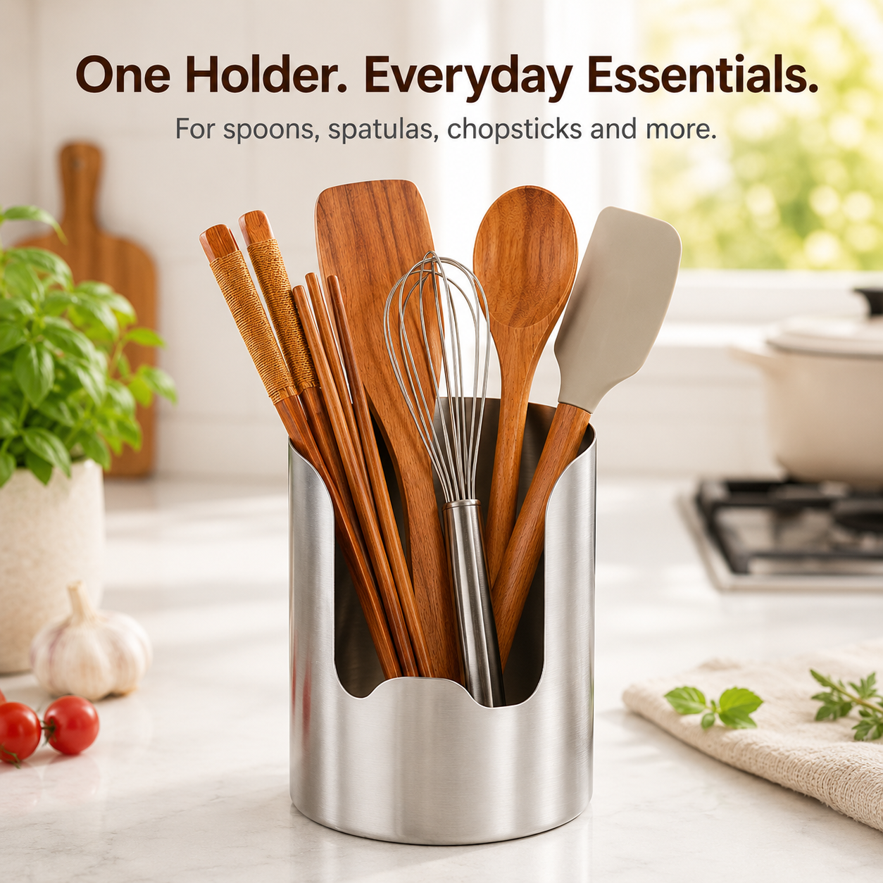 🍳 Stainless Steel Utensil Holder Caddy for Kitchen Countertop 🥢