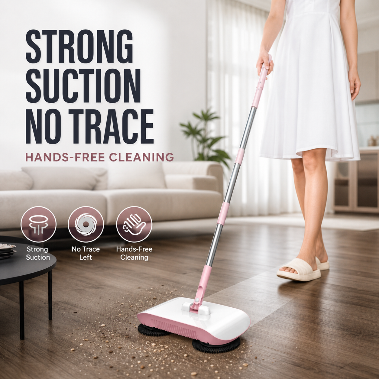 🧹 Manual Push Sweeper Mop – No-Charge Hard Floor Cleaning Tool