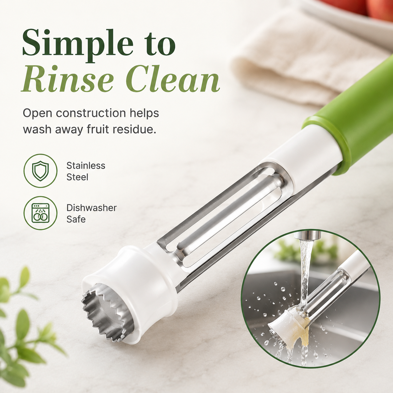 🍎 2-in-1 Stainless Steel Apple & Pear Corer Peeler Kitchen Tool 🍐
