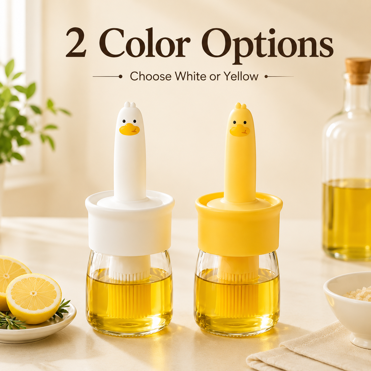 🍳 2 in 1 Glass Oil Bottle Dispenser with Silicone Basting Brush USA Stock 🇺🇸