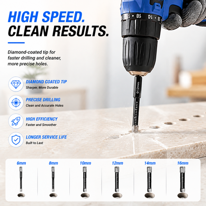 💎 6-Piece Vacuum-Brazed Diamond Drill Bit Set for Tile, Glass & Granite 🛠️