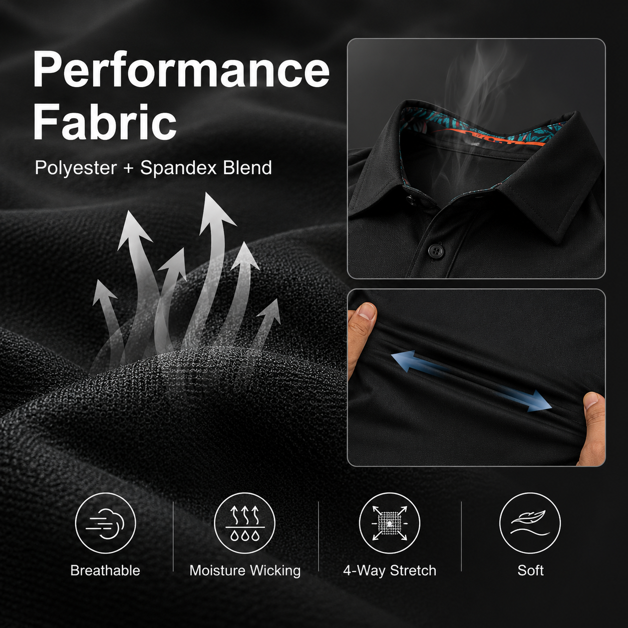 👔 Men's Breathable Stretch Polo Shirt | Cool, Comfortable & Sharp ✨