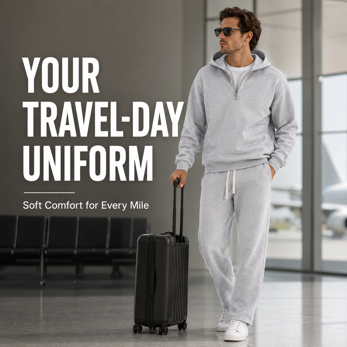 🧥 2-Piece Half-Zip Knit Hoodie & Straight-Leg Sweatpants Lounge Set 👖
