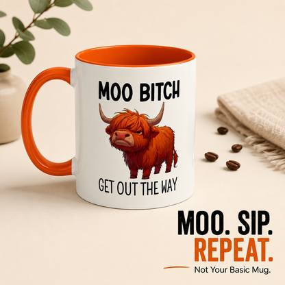 🐮 Sarcastic Highland Cow Coffee Mug – Moo Bitch Novelty Cup ☕