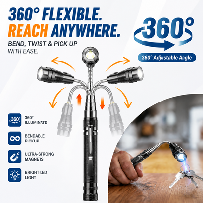 🔦 Telescopic Magnetic LED Pickup Tool Flashlight 🧲