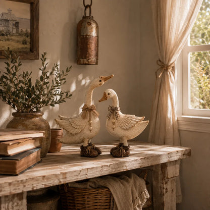 ✨ Rustic Farmhouse Chicken and Goose Shelf Sitters with Swinging Legs 🐔