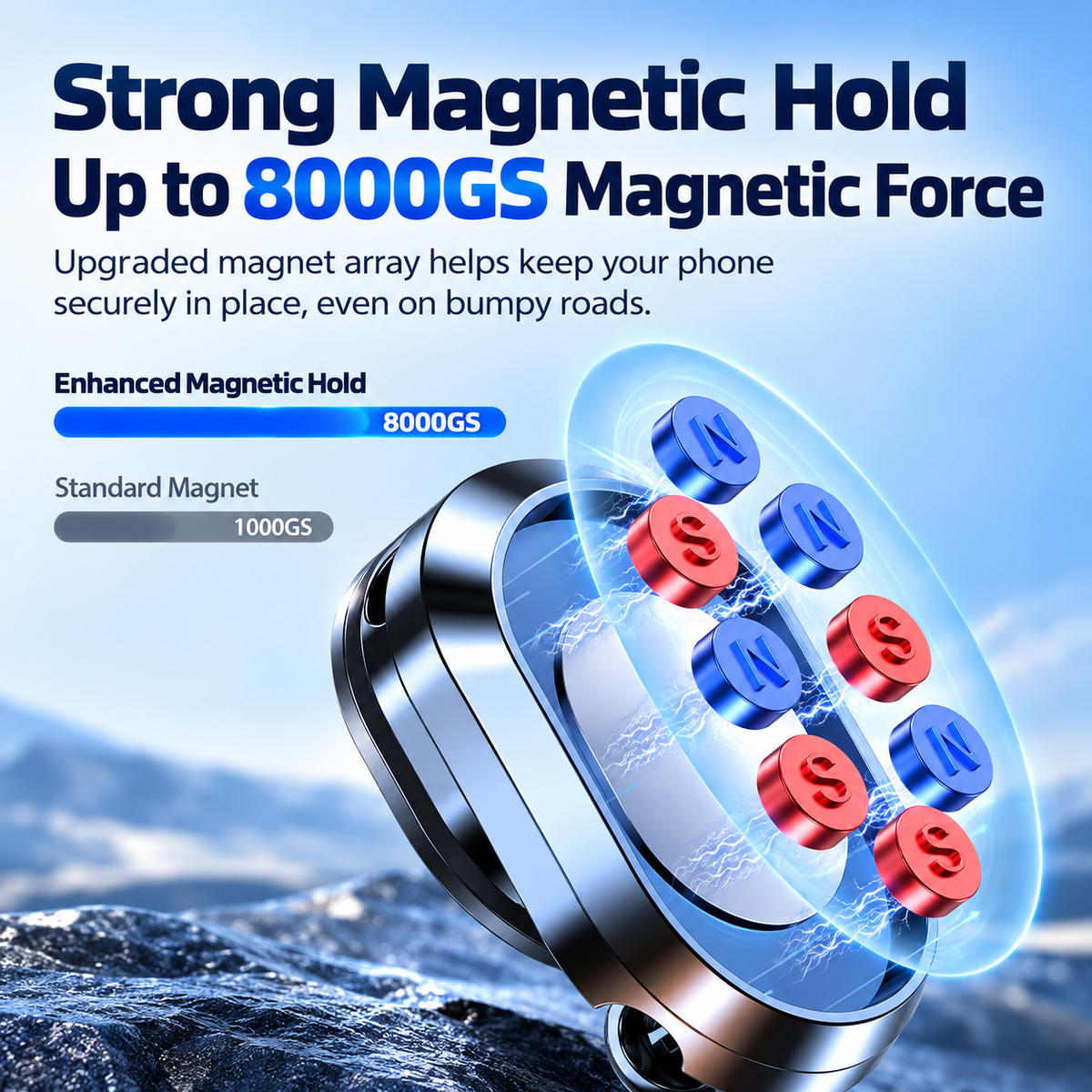 🔥 50% OFF Aluminum Alloy Magnetic Car Phone Mount – 360° Rotatable & Foldable