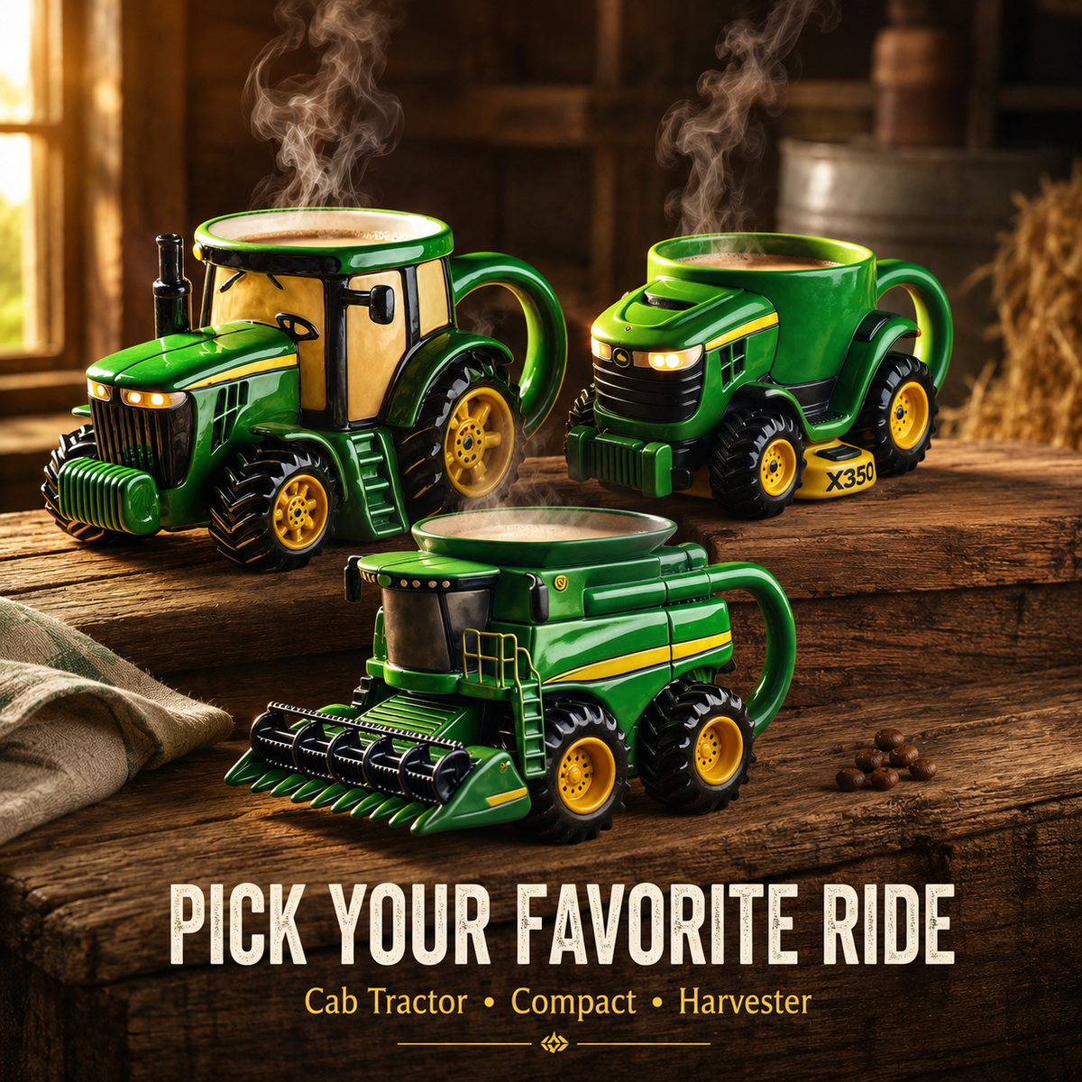 🚜 3D Sculpted Farm Tractor Novelty Mug – Rustic Harvester Coffee Cup 🌾