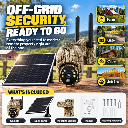 🔥 50% OFF 4G LTE Solar Security Camera – 360° Pan & Tilt, 2K Night Vision